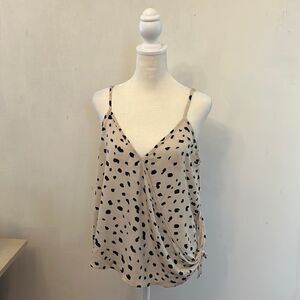 Papermoon Conway faux wrap blouse Beige black dots Size LP NWT